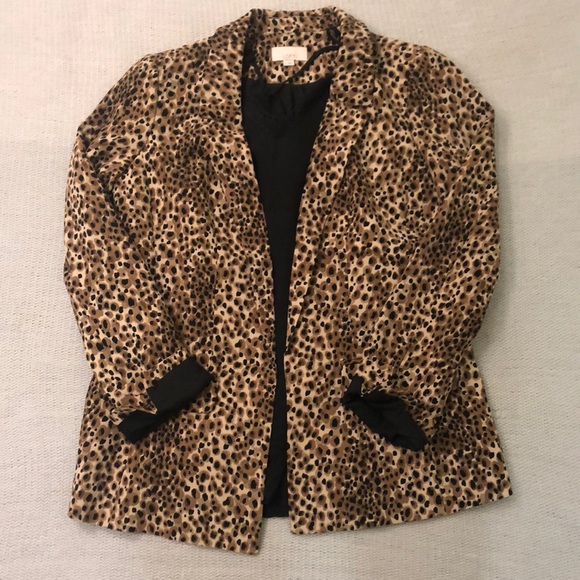 🎉moving sale🎉 LOFT animal print open front boyfriend blazer 4 - Picture 1 of 7
